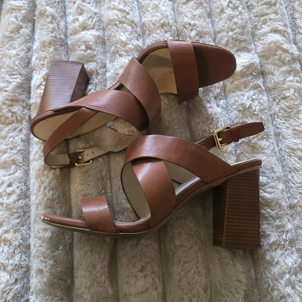 Cole Haan Women’s Strappy Block Heel Sandals in Cognac Brown - Picture 8 of 9
